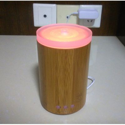 glass top bamboo aroma diffuser electric air humidifier mist maker hom scent humidifier with colorful LED