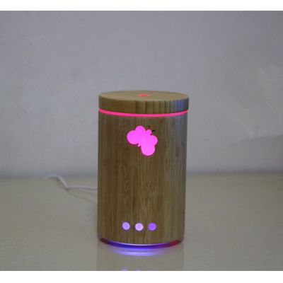 Cutout butterfly real bamboo aroma diffuser essential oil humidifier with rainbow Led light